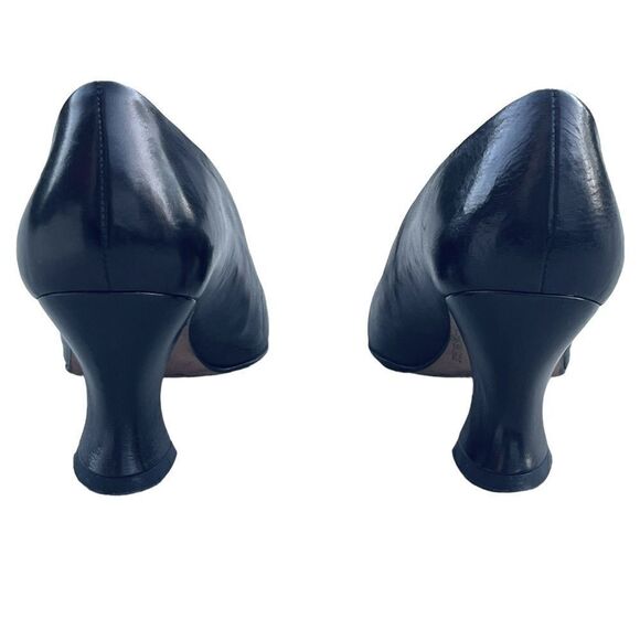 Via Spiga Black Leather Slip-On 3" Pump w/Hourglass Heel Perfect Condition 7.5AA - Picture 11 of 12